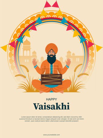 Illustration for Vaisakhi background. Religious Festivities Historical. Vector illustration. - Royalty Free Image