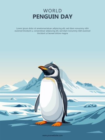 Journée mondiale du pingouin fond. Un animal. Illustration vectorielle.