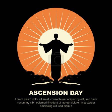 Téléchargez les illustrations : Jour de l'Ascension fond. Chrétien religieux. Illustration vectorielle. - en licence libre de droit