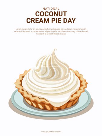 Téléchargez les illustrations : Journée nationale de la crème de coco tarte arrière-plan. Illustration vectorielle. - en licence libre de droit