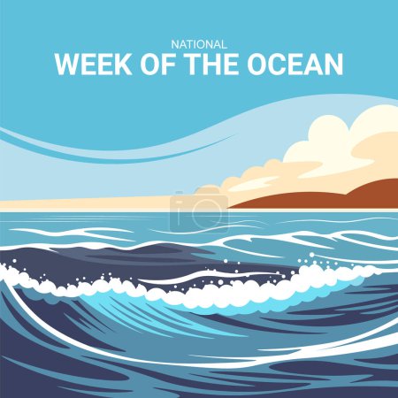 Semana Nacional del Océano Fondo. Ilustración vectorial.