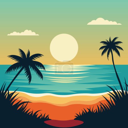Sunkissed Serenity A Summer Symphony. Vector illustration.