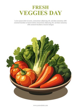 Fresh Veggies Day background. Vector illustration.