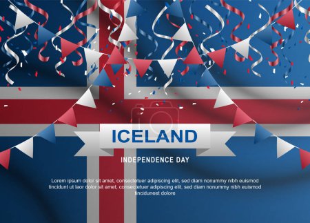 Islandia Fondo Día de la Independencia. Ilustración vectorial.