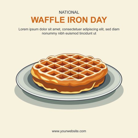 National Waffle Iron Day background. Illustration vectorielle.