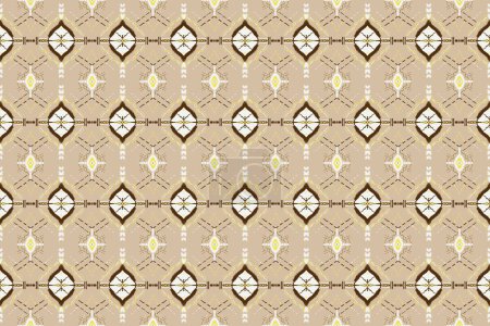 Photo for Embroidery on brown background and yellow, white, stripes ikat geometric ethnic oriental seamless pattern traditional. Design for texture, fabric, clothing, wrapping, and scarf. - Royalty Free Image