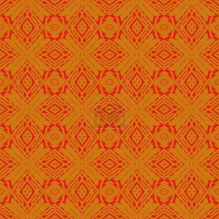 Téléchargez les photos : Illustration de broderie modèle de motif de couleur rouge et orange ou or sans couture dans le style tribal. Motif folklorique traditionnel. Aztec ikat géométrique pour textiles, tissu, tapis, serviettes, écharpe - en image libre de droit