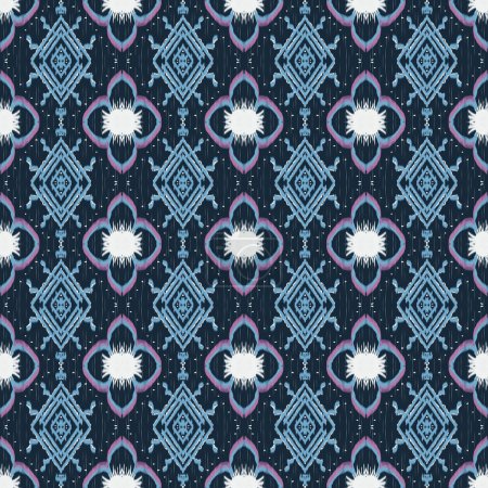 Téléchargez les photos : Rayures abstraites Broderie Ikat paisley sur fond bleu. Géométrique ethnique oriental motif sans couture est traditionnelle. - en image libre de droit
