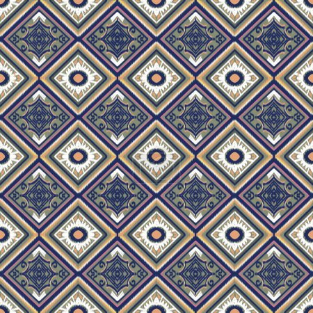 Photo for Embroidery geometrics ethnic oriental ikat seamless patterns on green background. Aztec abstract illustration. Native style traditional design for texture, textile, fabric, scarf, clothing, print. - Royalty Free Image