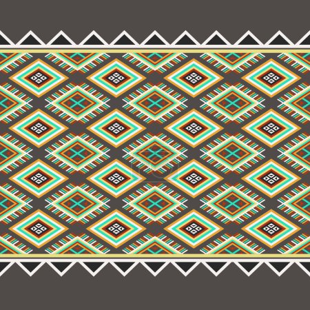 Photo for Embroidery geometrics ethnic oriental ikat patterns orange white yellow and green stripes on gray background. Aztec abstract illustration. Native style traditional design for texture, textile, fabric, scarf, clothing, print. - Royalty Free Image