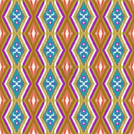 Photo for Embroidery geometrics ethnic oriental ikat patterns on orange background. Aztec abstract illustration. Native style traditional design for texture, textile, fabric, scarf, clothing, print. - Royalty Free Image