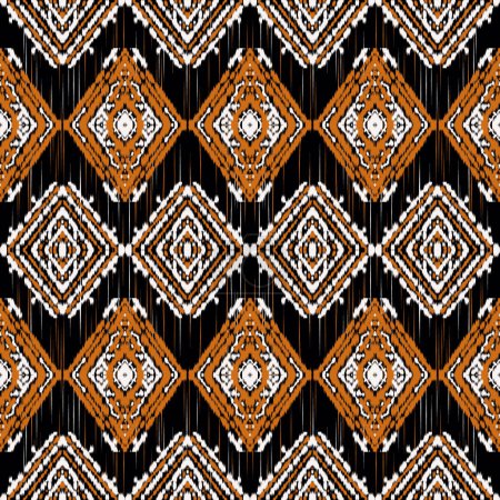 Photo for Abstract geometric fabric pattern. Ikat pattern ethnic oriental seamless. Traditional design for background carpet wallpaper clothing wrapping batik textile cushions. Illustration embroidery ikat style. - Royalty Free Image