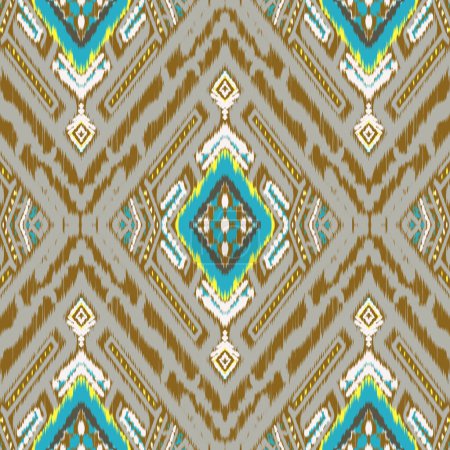 Photo for Ikat fabric pattern. Embroidery seamless ethnic pattern oriental geometric patterns. Ikat geometric. Thai silk fabric. Ikat abstract illustration for textile fabric scarf wallpaper wrapping paper silk - Royalty Free Image