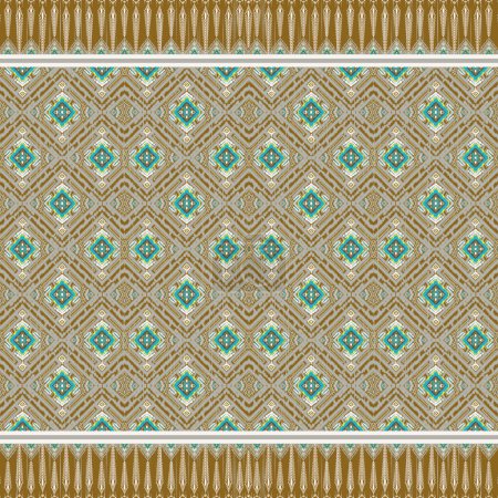 Photo for Ikat fabric pattern. Embroidery ethnic pattern oriental geometric patterns. Ikat geometric. Thai silk fabric. Ikat abstract illustration for textile fabric scarf clothing wallpaper wrapping paper silk - Royalty Free Image