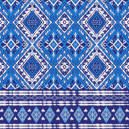Photo for Ikat fabric pattern, embroidery ethnic pattern, oriental geometric patterns, Ikat geometric. Thai silk fabric. Ikat abstract illustration for textile, fabric, scarf, wallpaper, wrapping paper, silk, - Royalty Free Image