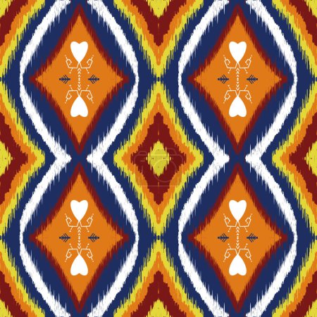 Téléchargez les photos : Modèle de tissu Ikat. Texture tribale sans couture Ikat. Motif ikat rayé dans la broderie aztèque traditionnelle. Modèle ethnique style africain. Conception pour coussins, textile, papier peint, tapis, tapis, rideau. - en image libre de droit