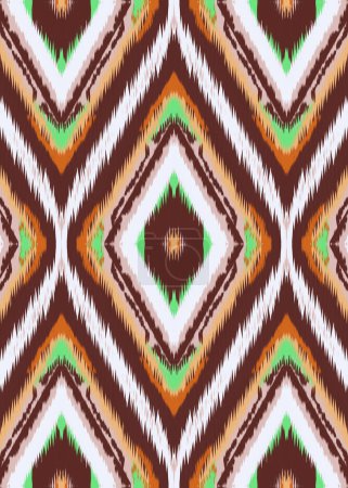Photo for Ikat fabric pattern hand drawing. Ikat seamless tribal texture in Aztec embroidery traditional. Design for cushions, textile, wallpaper, rug, carpet, curtain. - Royalty Free Image