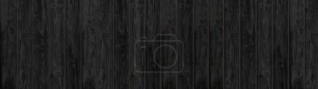 Illustration for Realistic black wooden board background. Vector illustration of floor, wall, table surface top view with vertical wood planks. Natural material texture for home interior design and decor, rustic style - Royalty Free Image
