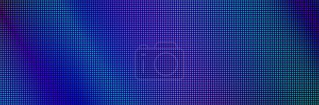 Ilustración de Textura de fondo de luz de pantalla led con patrón de píxeles. Panel de pared de pantalla de televisión digital en degradado azul, rosa y púrpura. Plantilla de diseño de vector de cuadrícula de videowall de televisión brillante abstracto con círculo - Imagen libre de derechos