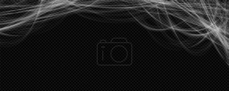 Halloween line cobweb effect vector horror corner frame. Spiderweb creepy thread graphic texture isolated natural illustration for advertising. 3d realistic goth arachnid cobwebby border design