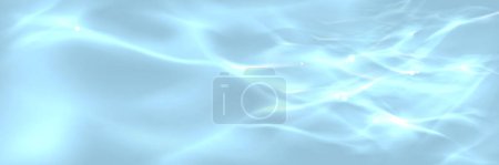 Ilustración de Fondo de superposición de superficie de luz de ola de agua azul. 3d patrón de superficie clara del océano con fondo de efecto de reflexión. Textura desaturada turquesa. Movimiento de ondas acuáticas soleadas con refracción brillante - Imagen libre de derechos
