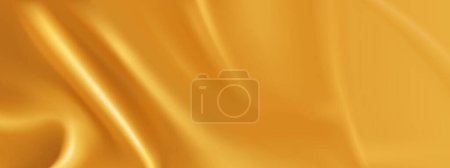 Ilustración de Fondo de material de seda dorada con efecto de volantes líquidos. Ilustración vectorial realista de textura de tela de satén dorado con ondas y pliegues. Fondo de la realeza superficie de tela lisa y suave. - Imagen libre de derechos