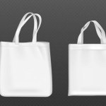 White blank tote bag mockup. Realistic 3d vector illustration set of fabric canvas eco pouch for shopping. Template of cotton cloth reusable shopper with handle. Handbag from ecological material.
