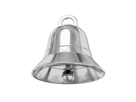 Bell metal silver, notification symbol. 3D rendering. Icon on white background