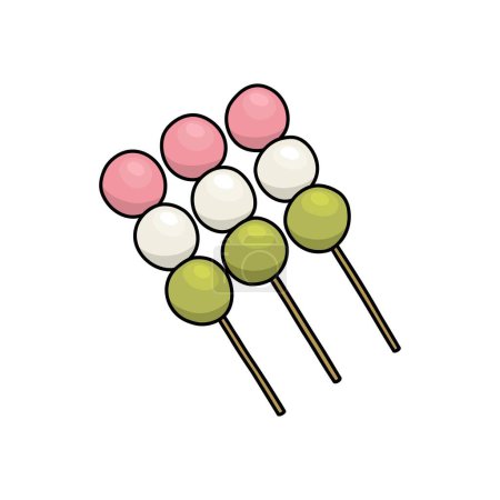 Ilustración de Dango, dulce japonés bola de arroz garabato icono, vector de ilustración - Imagen libre de derechos