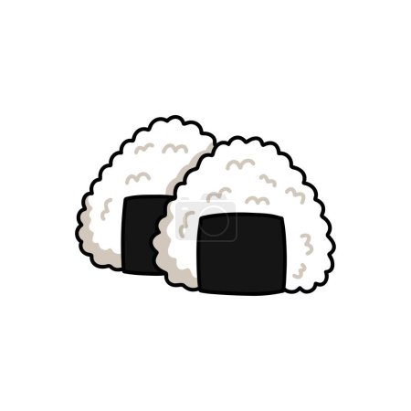 Téléchargez les illustrations : Icône de gribouillage en onigiri japonais, illustration vectorielle - en licence libre de droit