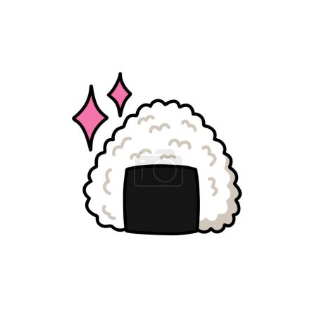 Téléchargez les illustrations : Icône de gribouillage en onigiri japonais, illustration vectorielle - en licence libre de droit