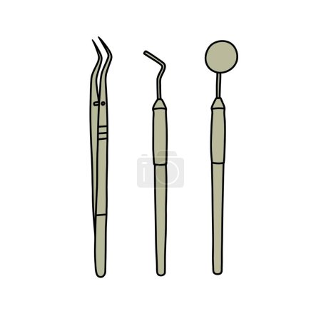Illustration for Dental diagnosis instrument kit doodle icon, vector illustration - Royalty Free Image