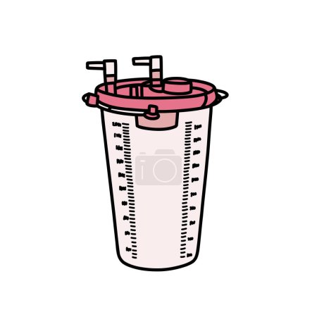 Illustration for Liposuction medical suction pump jar doodle icon, vector illustration - Royalty Free Image