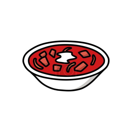 Ilustración de Ukrainian borsch beet root soup doodle icon, vector illustration - Imagen libre de derechos
