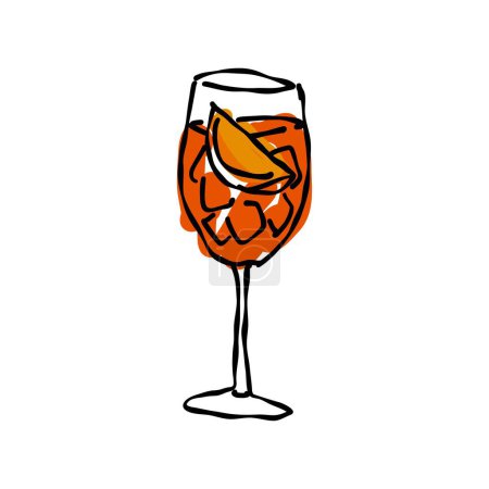 aperol spritz cocktail doodle icon, vector illustration