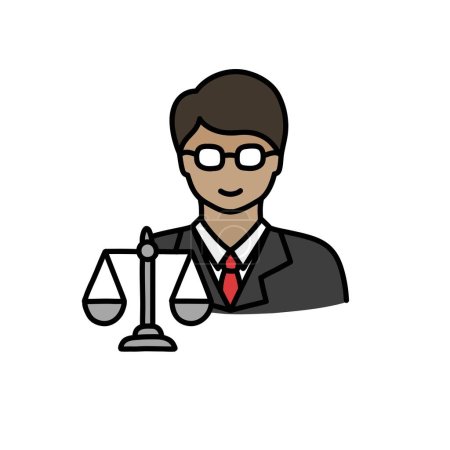 lawyer doodle icon, vector color illustration