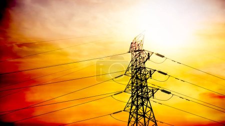 Photo for High Voltage with Overlight Sunset - Royalty Free Image