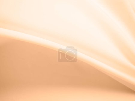 Photo for Peach Fabric Soft Silk Background,Blur Abstract Satin Cloth Gold Pastel Surface Glossy Backdrop,Texture Linen Beige Space,Template Wallpaper Product Cosmetic,Smooth Design Tablecloth Material Pattern. - Royalty Free Image