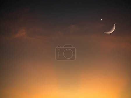 Sky Ramadan Moon Crescent Star Night Dark Black Background Eid Islam Arabian Kareem Mubarak Ramazan Holy Muslim Dua Travel Space Landscape Cloud Muharram Allah Dusk Arabic