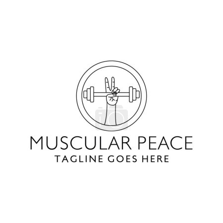 Illustration for Muscular Monoline Style logo For Fitness - Royalty Free Image