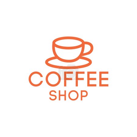 Illustration for Coffee shop logo Design vector monoline style - Royalty Free Image