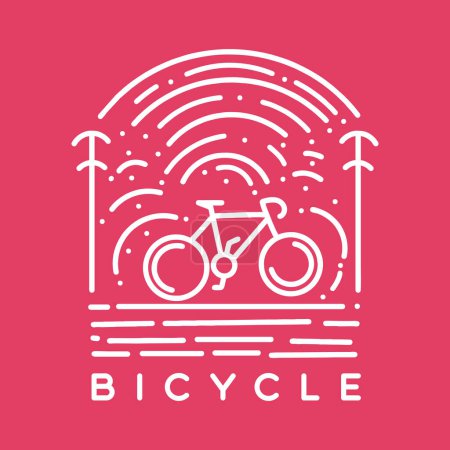 bicycle illustration Monoline Vector, bicycle day vintage badge, creative emblem Design For T-shirt Design