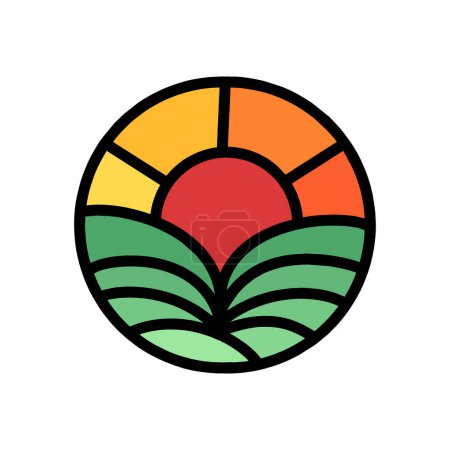 Illustration for Colorful Sun Logo Vector Design illustration Emblem - Royalty Free Image
