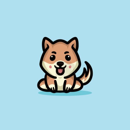 Illustration for Cute Shiba inu Dog Cartoon Mascot Animal Vector Logo Design illustration - Royalty Free Image