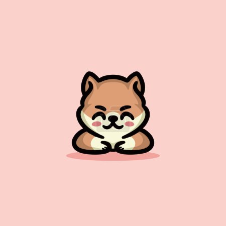 Illustration for Cute Shiba inu Dog Cartoon Mascot Animal Vector Logo Design illustration - Royalty Free Image