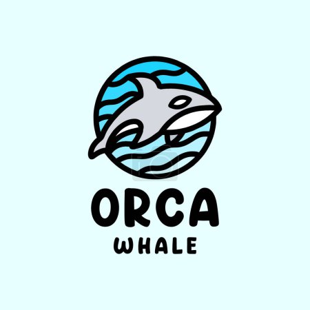 Vecteur animal de logo d'Orca, symbole d'icône d'épaulard, conception graphique vintage créative de faune