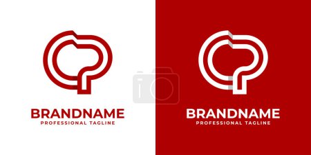Logo de letra moderna CP, adecuado para cualquier negocio o identidad con iniciales CP / PC.