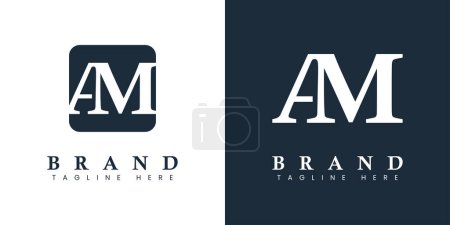 Ilustración de Logotipo de letra AM moderno y simple, adecuado para cualquier negocio con iniciales AM o MA. - Imagen libre de derechos