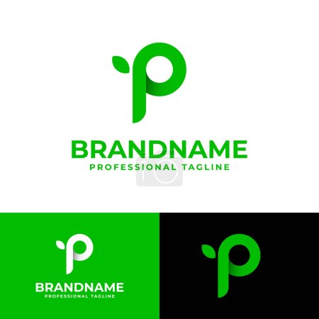 Buchstabe P Nature Logo, geeignet für jedes Geschäft im Zusammenhang mit der Natur mit P-Initialen.
