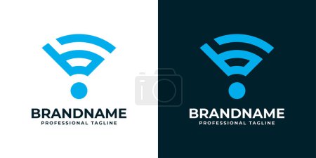 Illustration for Letter B WiFi Logo, suitable for any business related to Signal, Wifi, Sound or other with B initials. - Royalty Free Image
